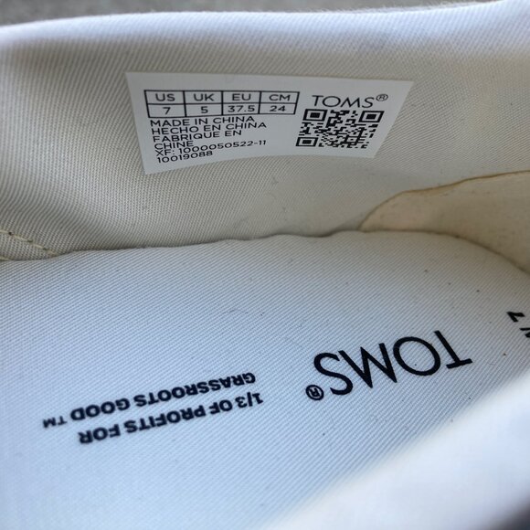 TOMS Devon Flat Sneaker | Women's Slip On Shoe | US 7 | Grey Canvas + Leather - Picture 5 of 7